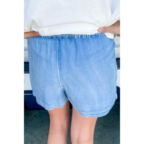 Beau Blue Casual Chambray Drawstring Shorts - 12 US - Main Image