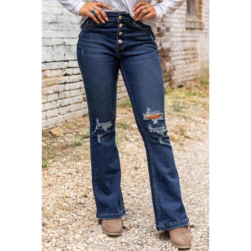 Azura Exchange Distressed Flare Bottom Jeans - S - Main Image