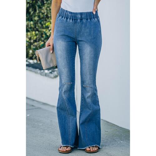 Azura Exchange Distressed Bell Bottom Denim Pants - S - Main Image
