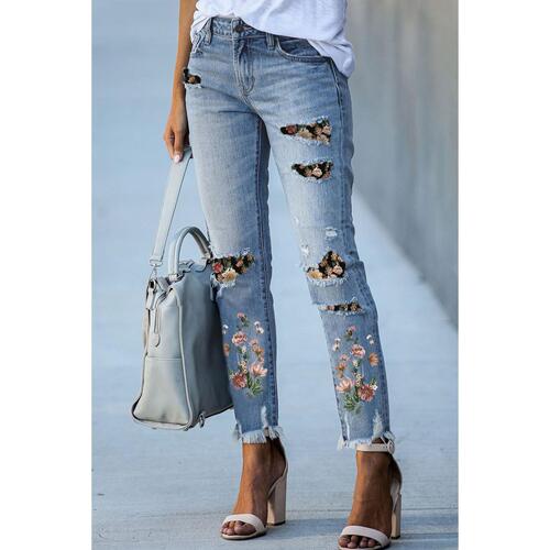 Azura Exchange Patch Ripped Skinny Jeans - S - Main Image