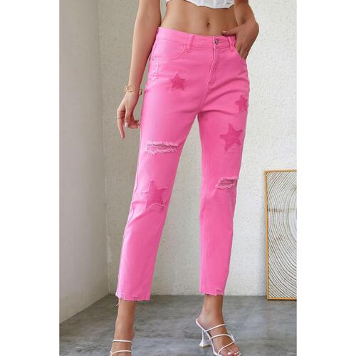 Azura Exchange Patchwork Straight Leg Jeans - 6 US - Main Image