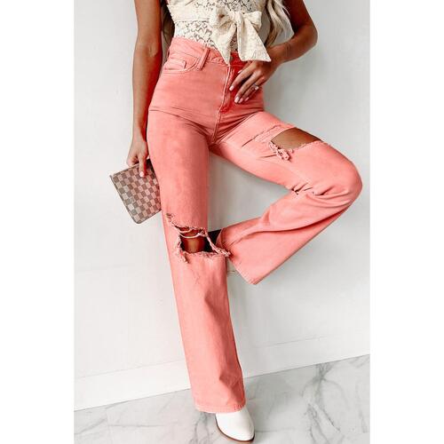 Azura Exchange Ripped Straight Leg Pocket Jeans - 8 US - Main Image