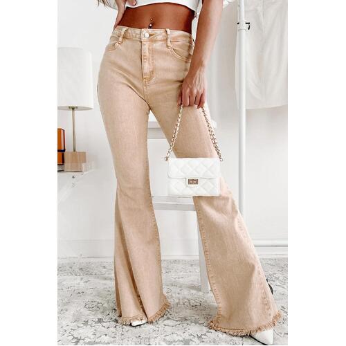 Azura Exchange Raw Edge Mid Waist Flared Jeans - 12 US - Main Image