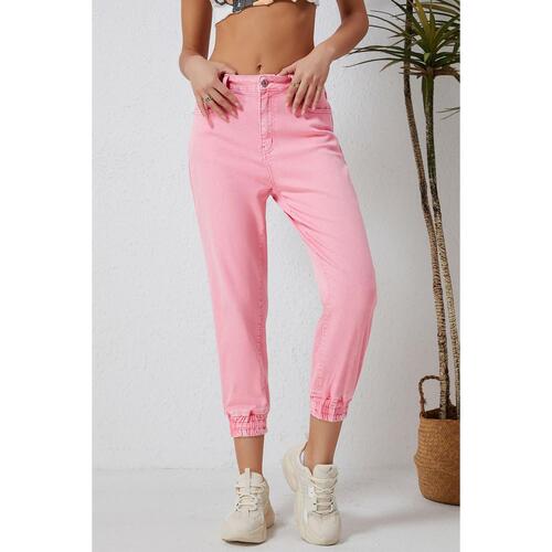 Azura Exchange Acid Wash Elastic Cuffed Jeans - 16 US - Main Image