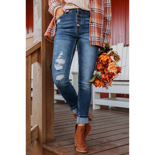 Azura Exchange Button Fly High Waist Skinny Jeans - 10 US - Main Image