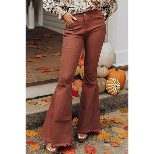 Azura Exchange High Waist Raw Hem Flare Jeans - 14 US - Main Image