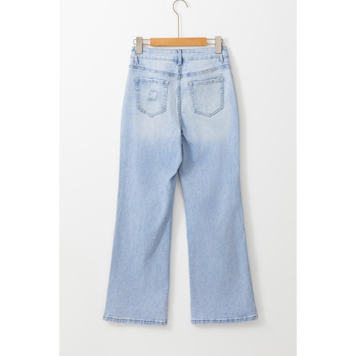 Beau Blue Vintage Light Wash Distressed Flare Jeans - 8 US - Main Image
