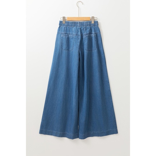Dusk Blue Mineral Wash Button Fly Waist Wide Leg Jeans - 10 US - Main Image