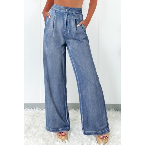 Dusk Blue Acid Wash Wide Leg High Waist Jeans - 6 US - Main Image