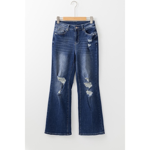 Dusk Blue Mineral Wash High Rise Ripped Jeans - 10 US - Main Image