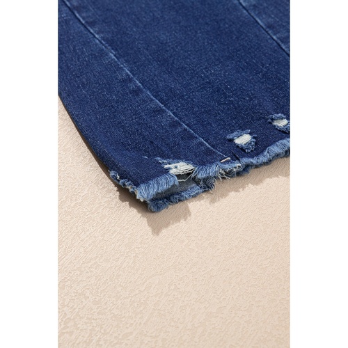 Sail Blue High Rise Dual Button Distressed Raw Hem Flared Jeans - 10 US - Main Image