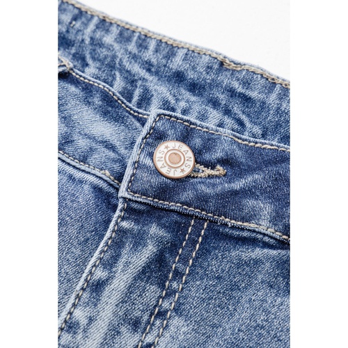 Dusk Blue High Rise Ripped Distressed Hem Flared Jeans - 4 US - Main Image
