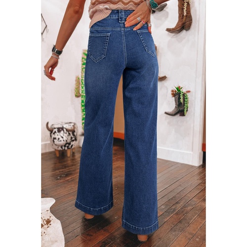 Sail Blue Wide Leg Pocketed High Waist Jeans - 10 US - Main Image
