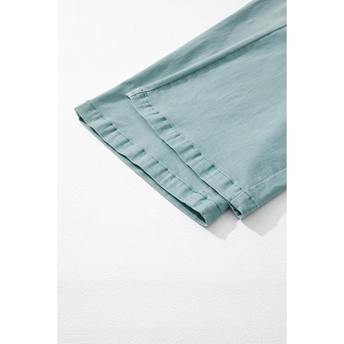 Smoke Green Mineral Wash Drawstring High Waist Wide Leg Jeans - 14 US - Main Image