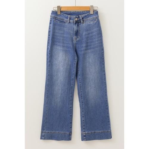Ashleigh Blue Mineral Wash High Waist Bell Bottom Crop Jeans - 10 US - Main Image