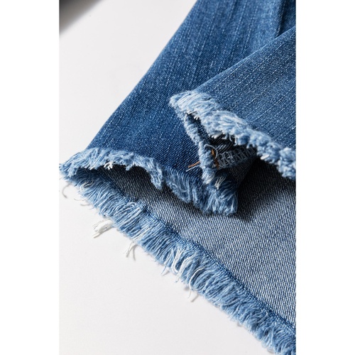 Sail Blue High Waist Button Fly Seamed Raw Hem Flare Jeans - 6 US - Main Image