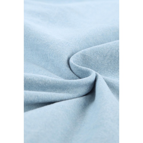 Sky Blue Contrast Leopard Denim Jacket - 2XL - Main Image