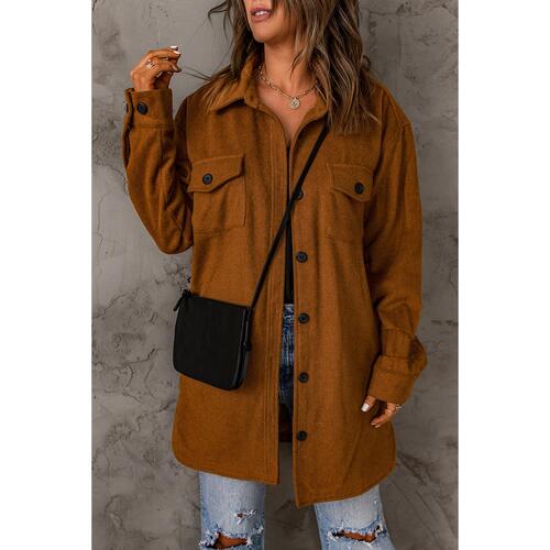 Azura Exchange Buttoned Shirt Jacket with Pockets - M - Main Image