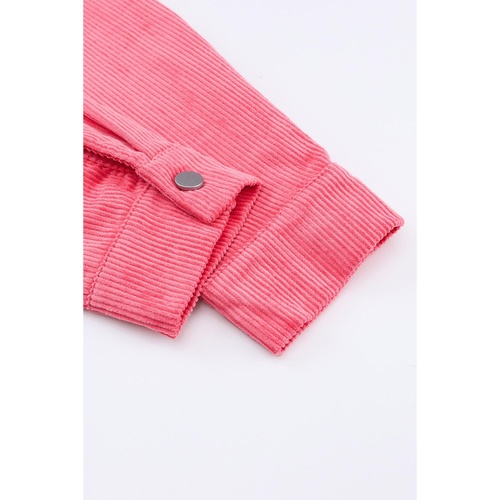 Pink Buttoned Flap Pocket Corduroy Jacket - M - Main Image