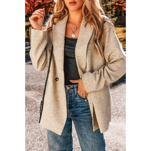Oatmeal Single Breasted Elegant Suit Jacket - XL - Main Image