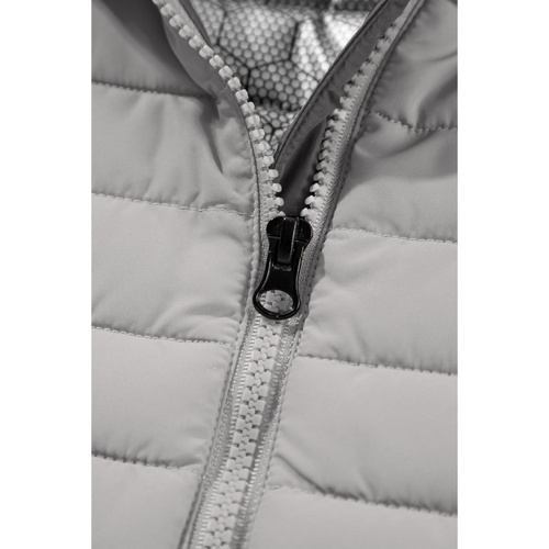 Silvery Plush Collared Quilted Zipped Puffer Vest - XL - Main Image