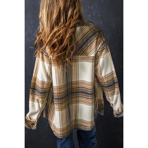 Multicolour Plaid Print Flap Pocket Button Up Shacket - XL - Main Image