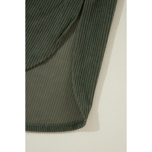 Jungle Green Oversized Corduroy Contrast Hooded Shacket - S - Main Image