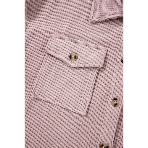 Light Pink Corduroy Flap Pocket Button Up Shacket - XL - Main Image