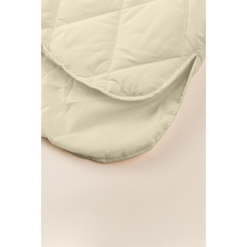 Beige Quilted Snap Button Hooded Coat - L - Main Image
