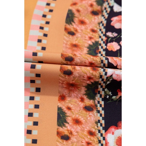 Black Plus Size Paisley Floral Print V Neck Bubble Sleeve Blouse - 2X - Main Image