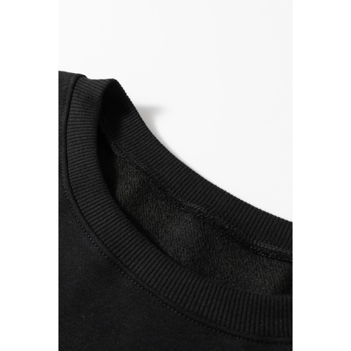 Black Loose Patchwork Crewneck Plus Size Sweatshirt - 1X - Main Image