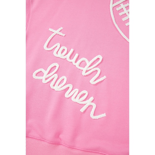 Pink Touch Down Rugby Football Embroidered Plus Size Sweatshirt - 2X - Main Image