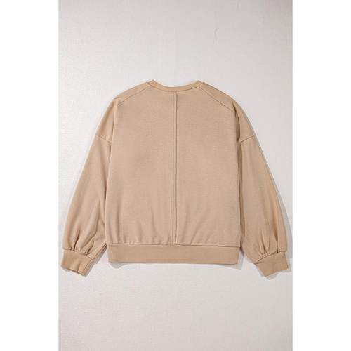 Pale Khaki Floral Peace Sign Graphic Washed Terry Plus Size Sweatshirt - 3X - Main Image