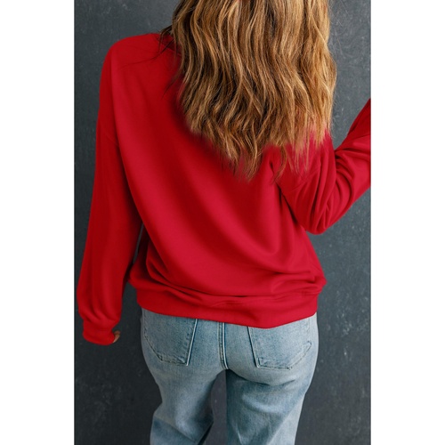 Racing Red Halloween Bow Knot Pumpkin Print Drop Shoulder Plus Sweatshirt - 4X - Main Image