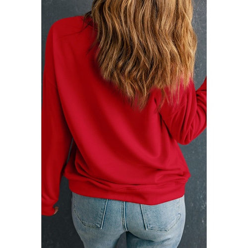 Racing Red Christmas Candy Cane Graphic Plus Size Sweatshirt - 1X - Main Image