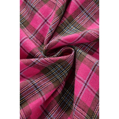 Red Plaid Print Waffle Knit Patchwork Plus Size Shirt - 4X - Main Image