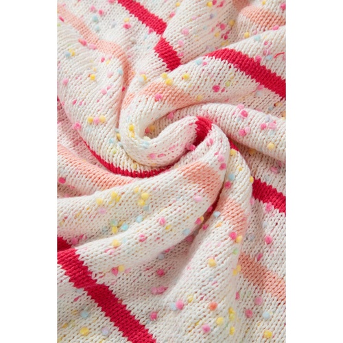 Pink Stripe Drop Shoulder Side Split Plus Size Sweater - 4X - Main Image