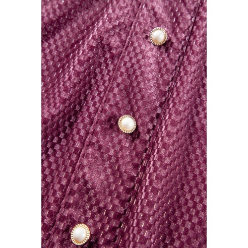 Meadow Mauve Plus Size Textured Velvet Tiered Buttons Tiered Dress - 1X - Main Image