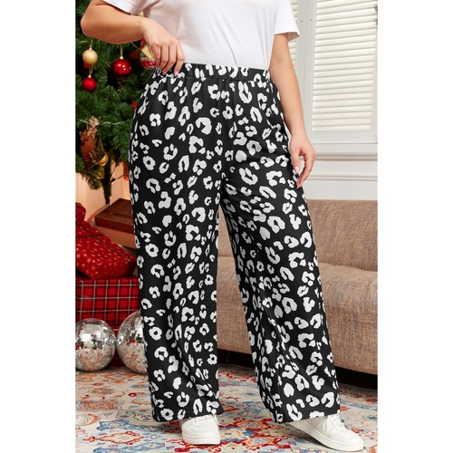 Azura Exchange Leopard Leopard Print Wide Leg Pockets Plus Size Pants - 2X - Main Image
