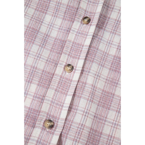 Bonbon Plaid Print Drawstring Hooded Button-up Plus Size Shirt - 3X - Main Image