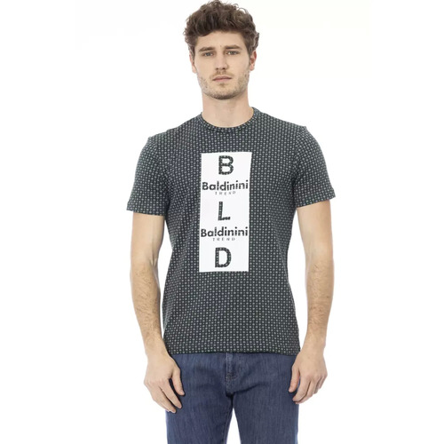Short Sleeve T-shirt with Round Neck and Front Print L Men - Main Image