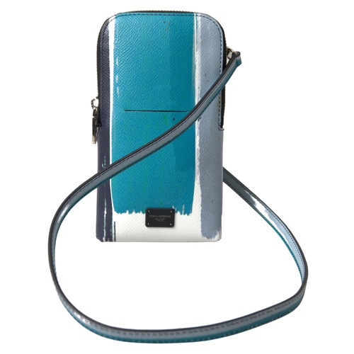 Dolce & Gabbana Men's Blue Leather  Purse Crossbody Sling Phone Bag - One Size - Main Image