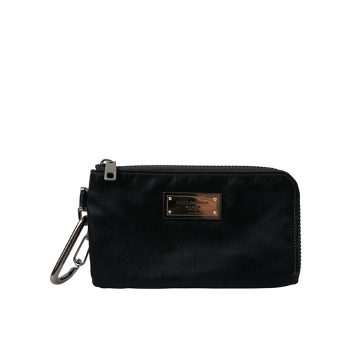 Dolce & Gabbana Men's Black Nylon Logo Plaque Keyring Pouch Clutch Bags - One Size - Main Image