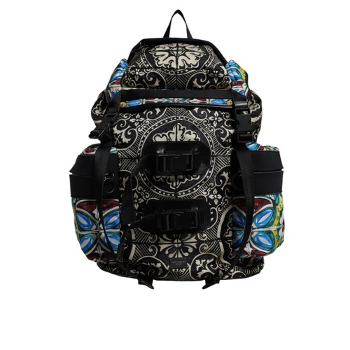 Dolce & Gabbana Men's Multicolor Maiolica Print Nylon Backpack Bag - One Size - Main Image