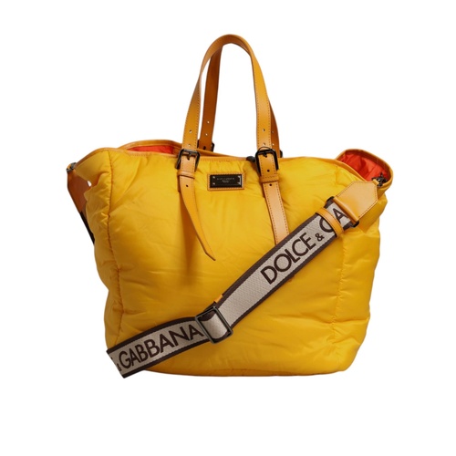 Dolce & Gabbana Men's Yellow Orange Nylon Logo Plaque Hand Shoulder Duffle Bag - One Size - Main Image