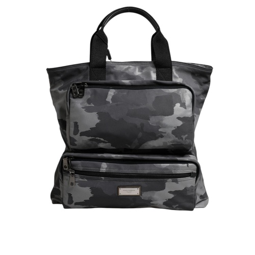 Dolce & Gabbana Men's Gray Camo Cotton Multiple Compartts Tote Bag - One Size - Main Image