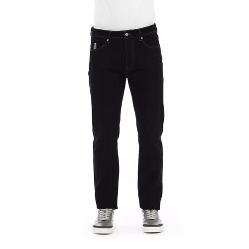 Logo Button Regular Jeans with Tricolor Insert and Contrast Stitching W38 US Men - Main Image
