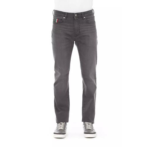 Logo Button Regular Man Jeans with Tricolor Insert W38 US Men - Main Image