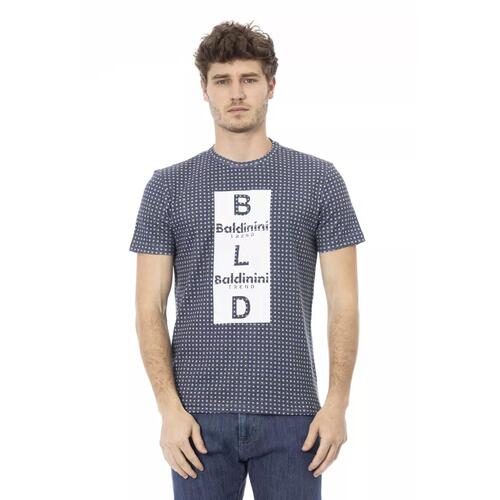 Short Sleeve Round Neck T-shirt with Front Print XS Men - Main Image