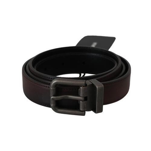 100% Authentic Dolce & Gabbana Leather Belt with Gray Buckle 115 cm Men - Main Image